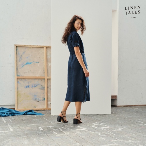 Linen Tales Linen Linden Dress - Bilberry Blue
